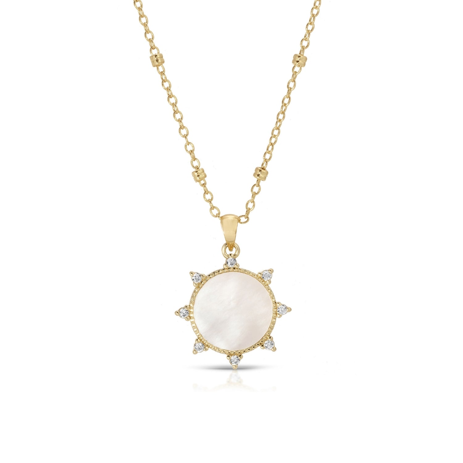 Circle and CZ Pendant Necklace - Splendid Iris