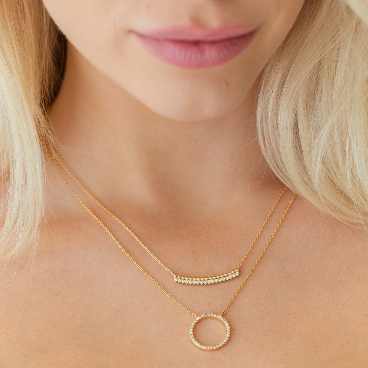 Dot and CZ Pendant Necklace - Splendid Iris