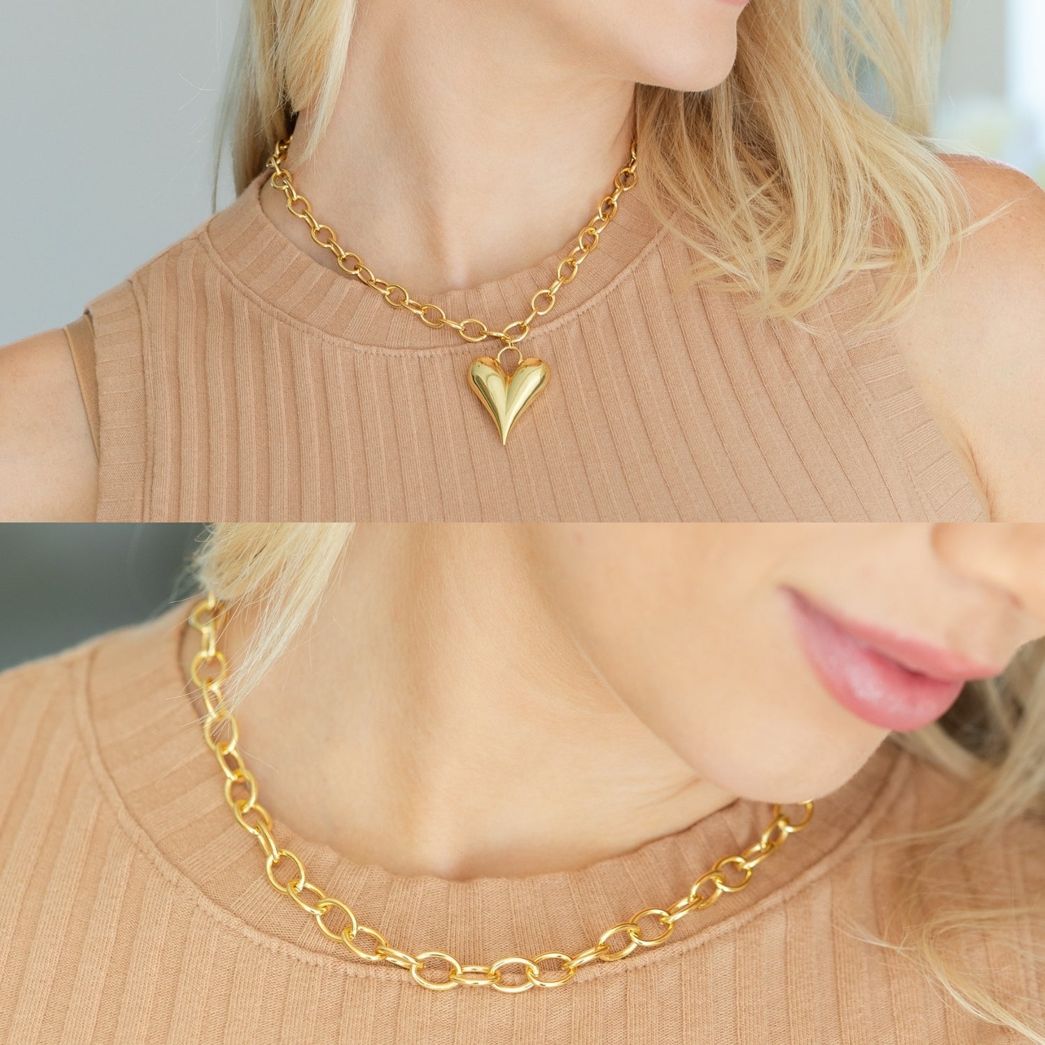 Elongated Bubble Heart Statement Necklace - Splendid Iris
