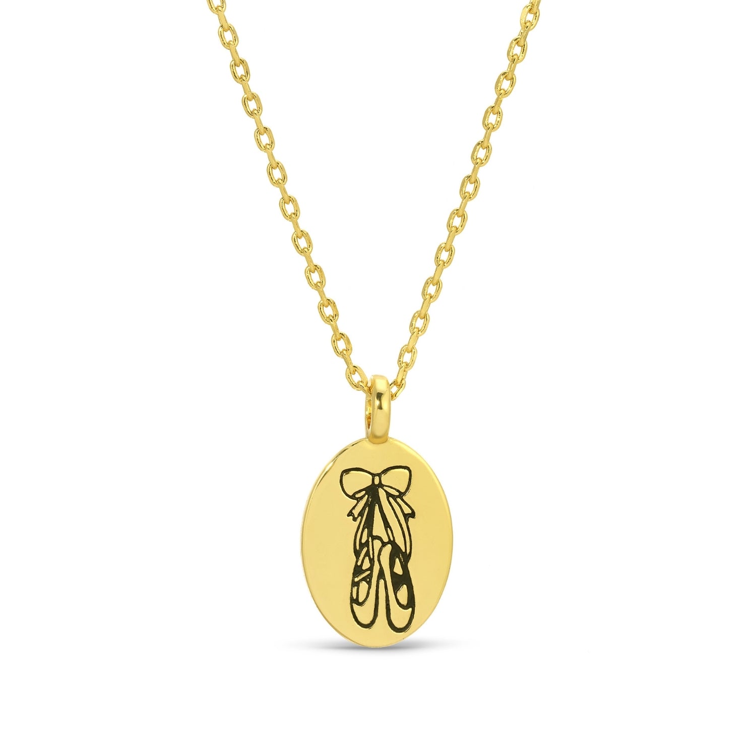 Etched Ballet Slippers Oval Pendant Necklace - Splendid Iris