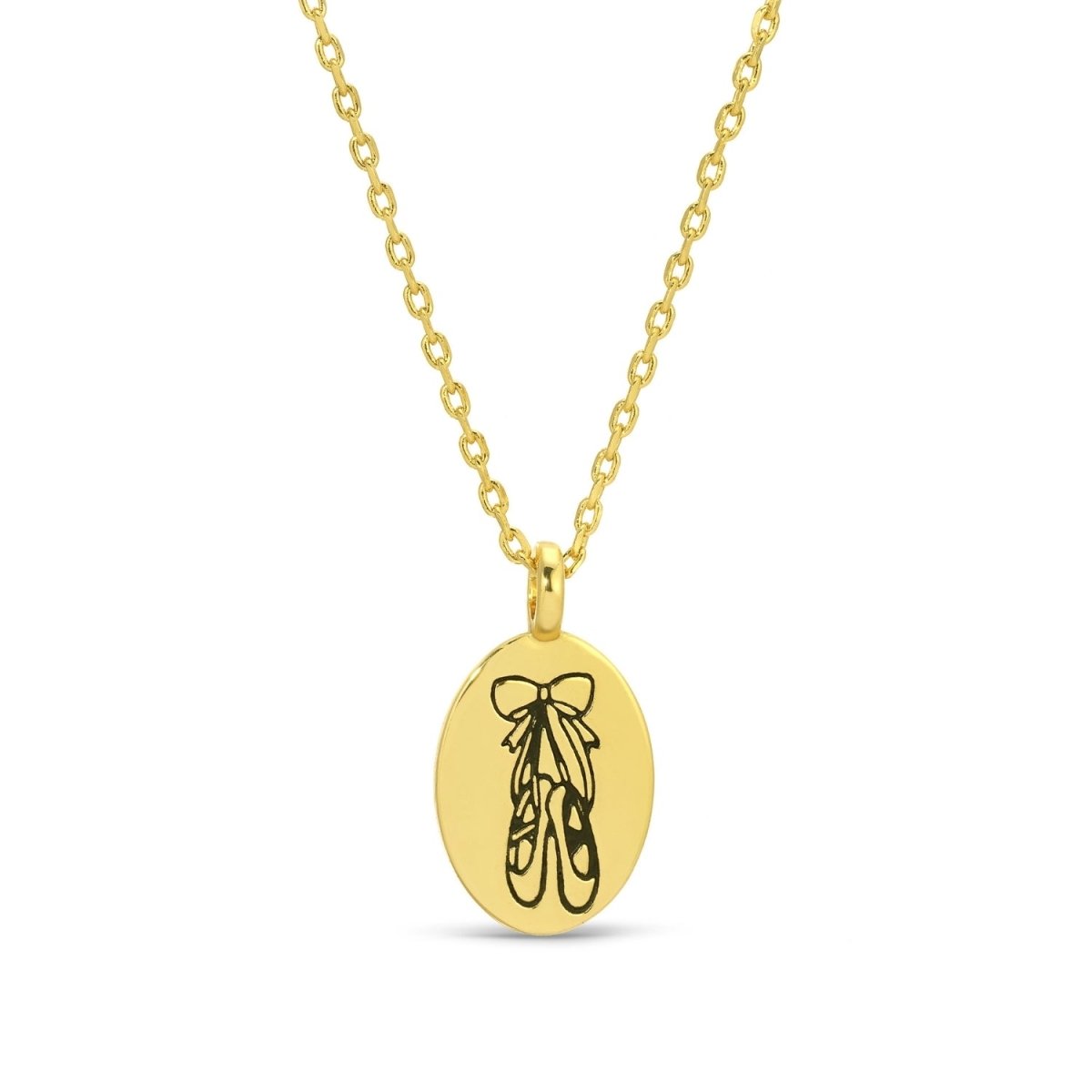 Etched Ballet Slippers Oval Pendant Necklace - Splendid Iris