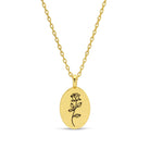 Etched Rose Stem Oval Pendant Necklace - Splendid Iris