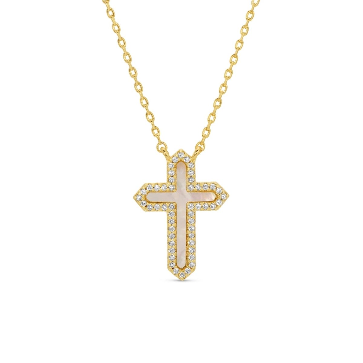 Feel the Faith Shell Pave Cross Necklace - Splendid Iris