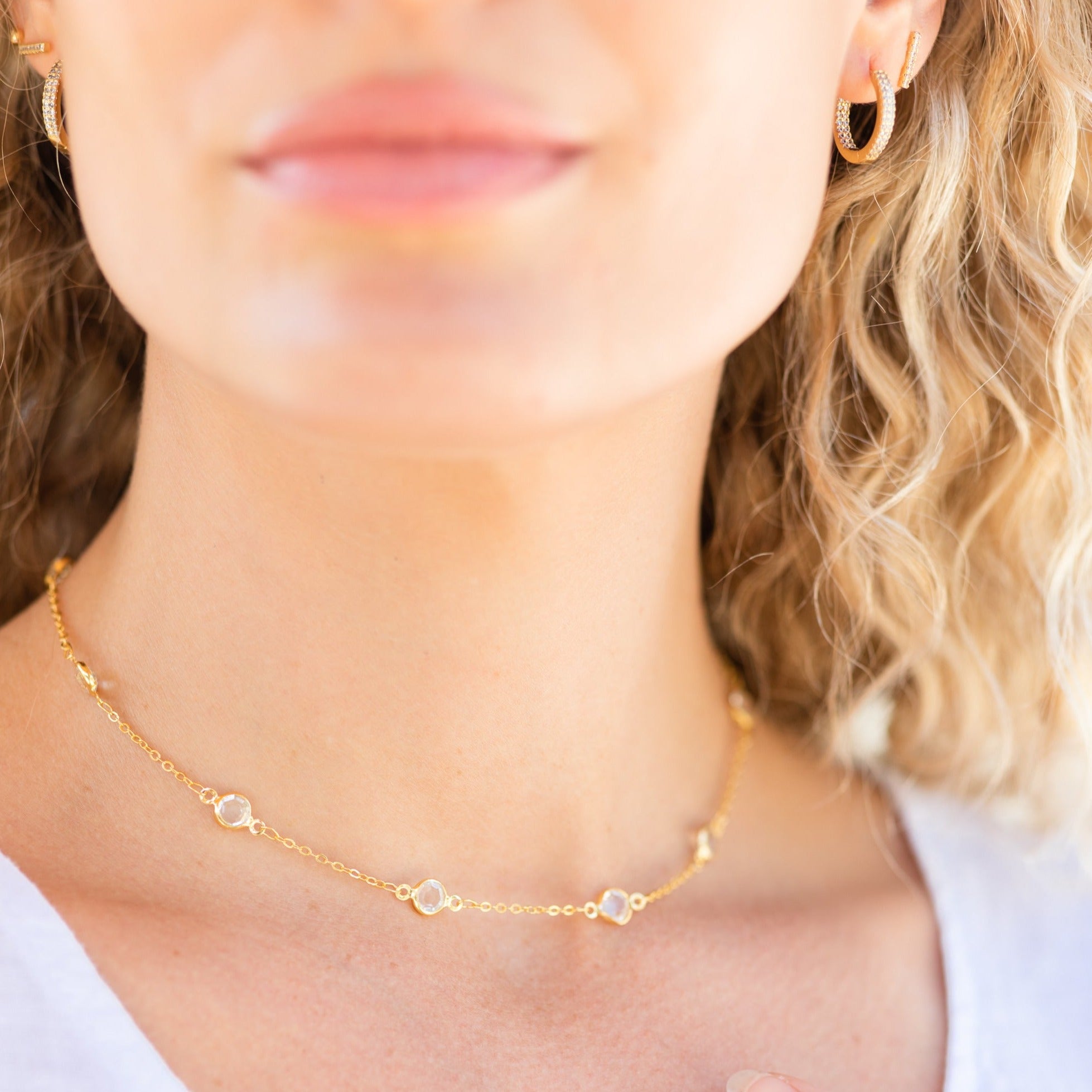 Framed Crystal Accented Collar Necklace - Splendid Iris