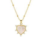 Heart and CZ Pendant Necklace - Splendid Iris
