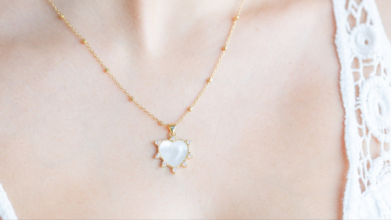 Heart and CZ Pendant Necklace - Splendid Iris