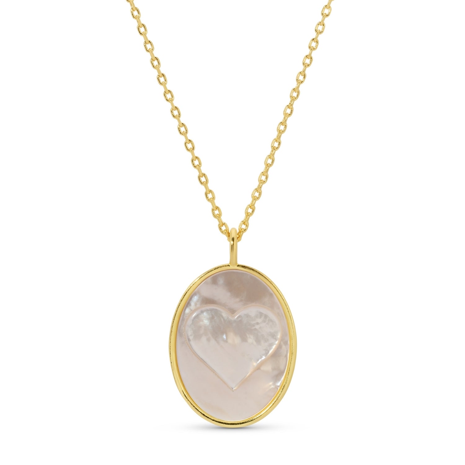 Heart Etched Shell Pendant Necklace - Splendid Iris