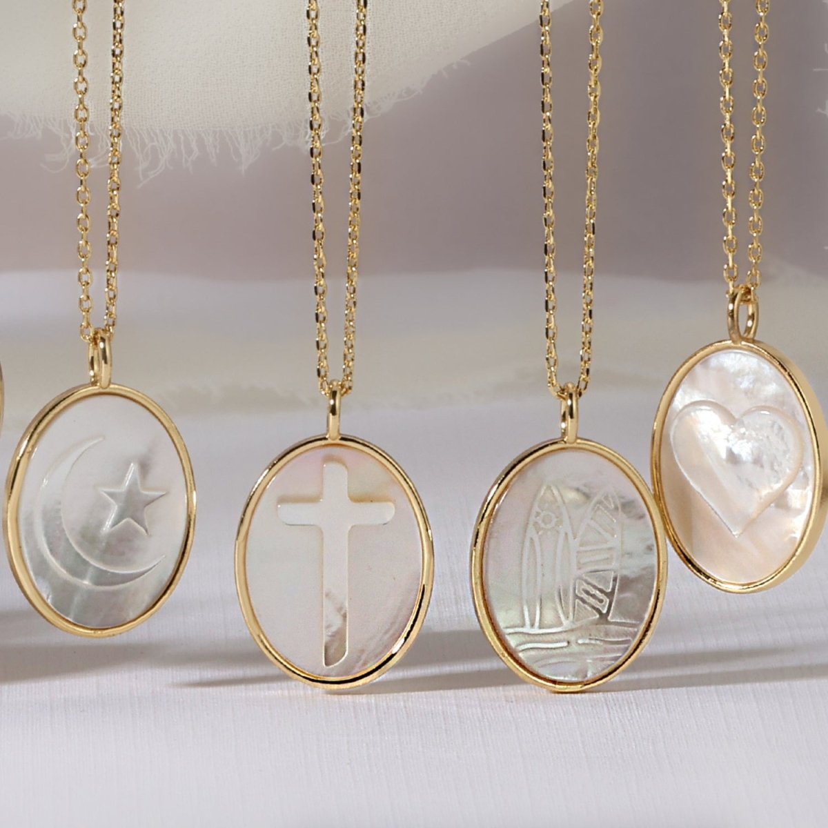 Heart Etched Shell Pendant Necklace - Splendid Iris