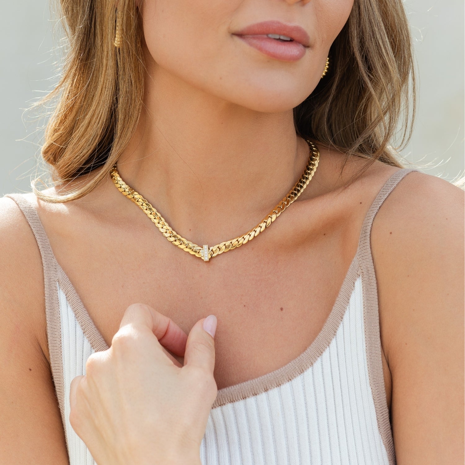 Herringbone Collar Necklace, Water Resistant - Splendid Iris