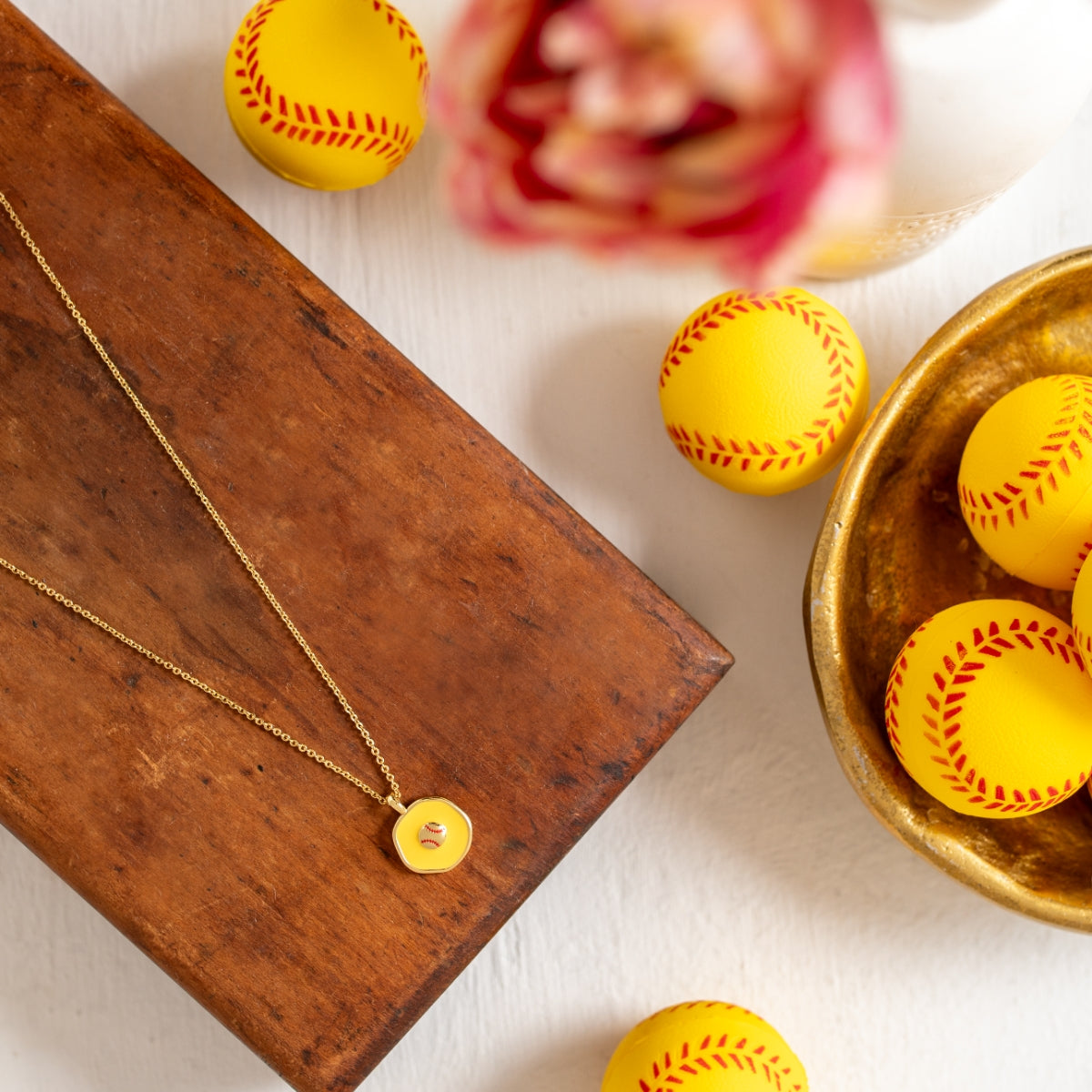 Homerun! Softball Pendant Necklace - Splendid Iris