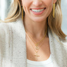 Large CZ Cross Pendant Necklace - Splendid Iris