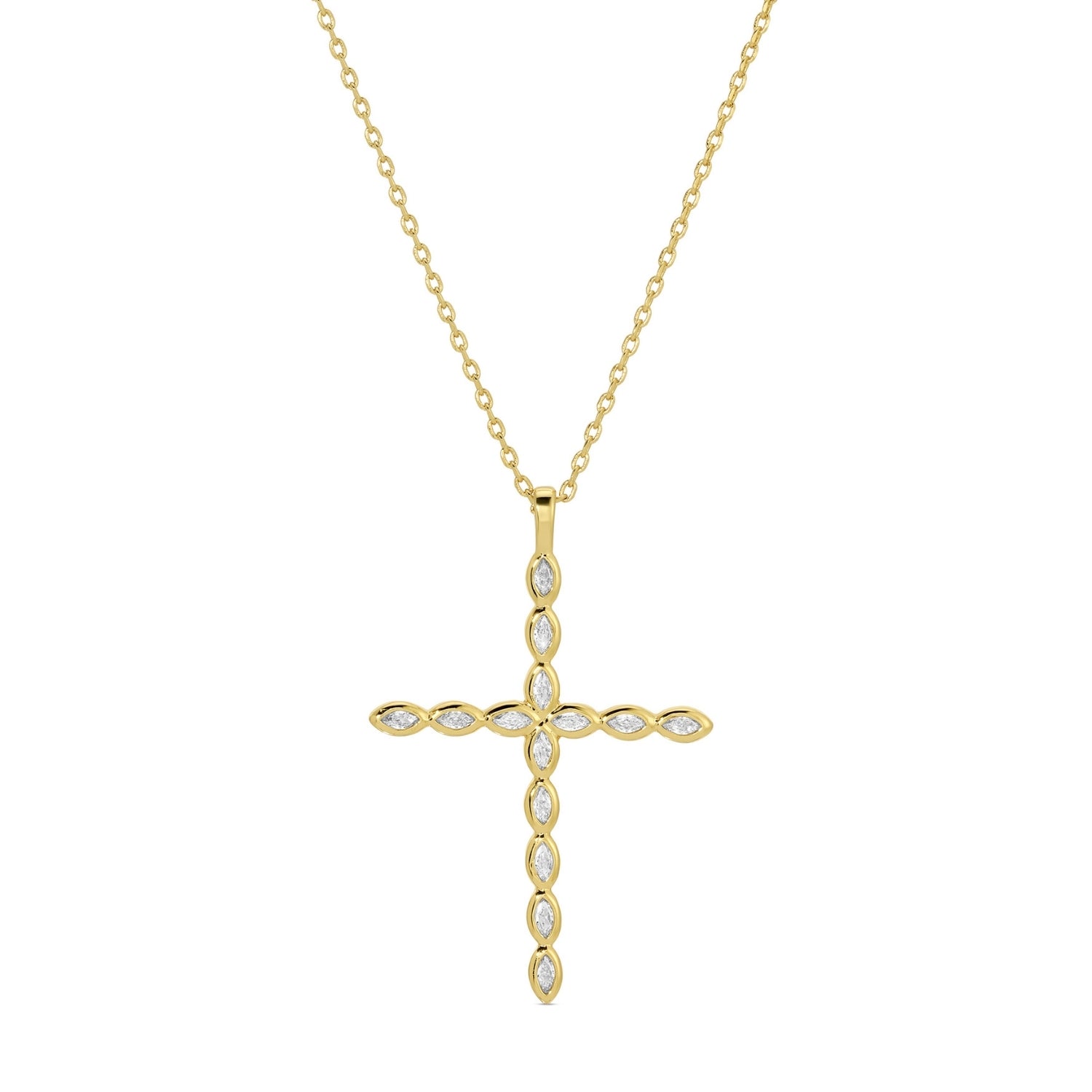 Large CZ Cross Pendant Necklace - Splendid Iris