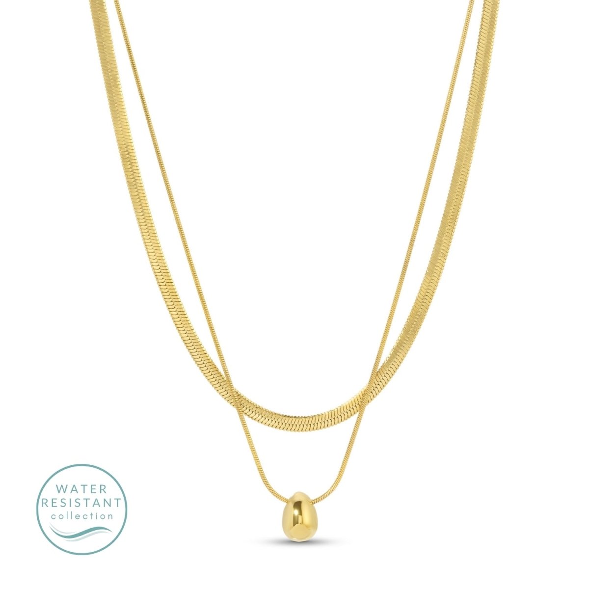 Layered Up Simple Pendant Necklace - Water Resistant - Splendid Iris