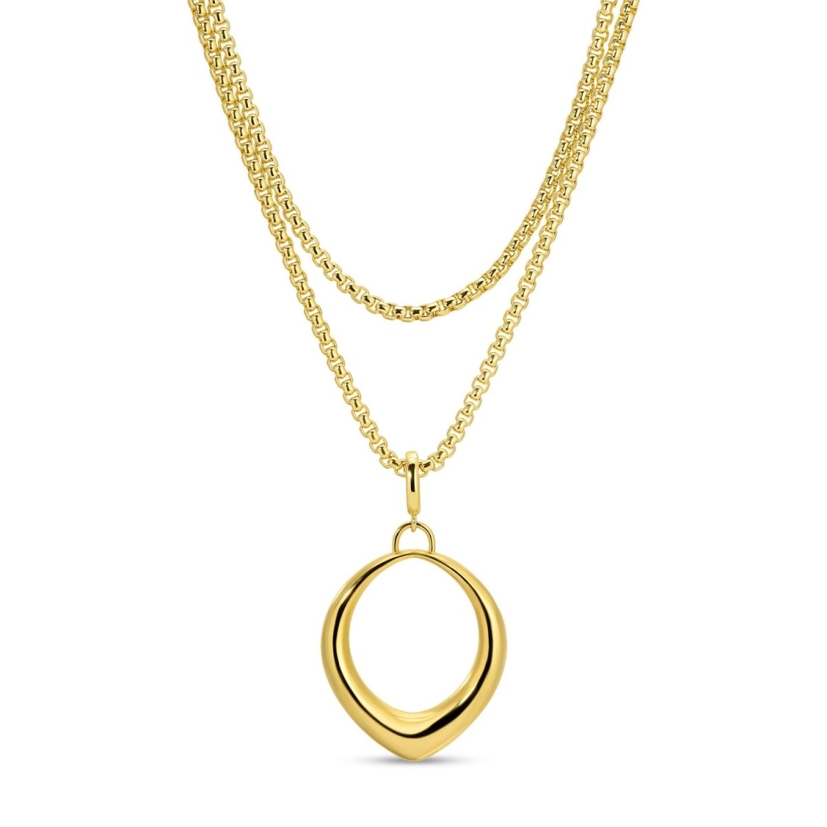 Long or Doubled Up Elongated Large Open Drop Necklace - Splendid Iris