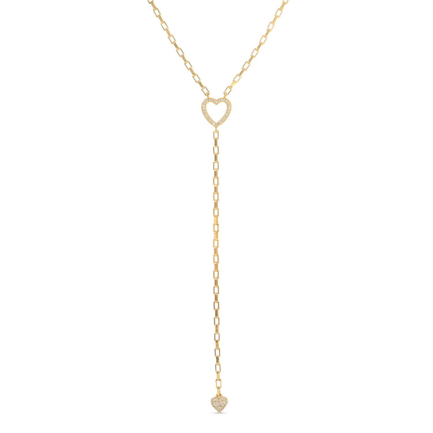Long Pave Heart Y Necklace - Splendid Iris