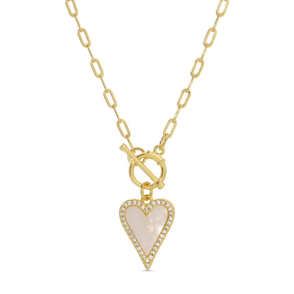 Pavé Heart Shell Toggle Necklace - Splendid Iris