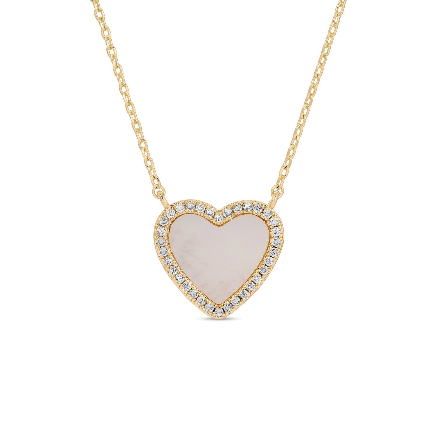 My Heart is Yours, Shell Pave Heart Necklace - Splendid Iris