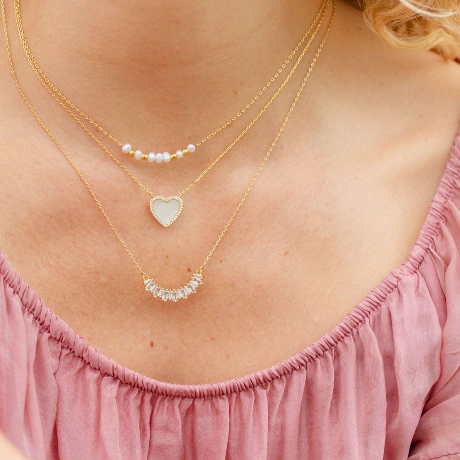 My Heart is Yours, Shell Pave Heart Necklace - Splendid Iris