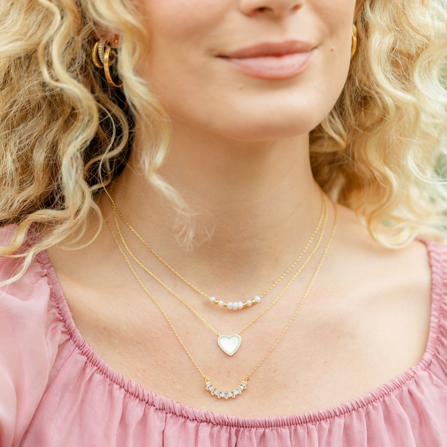 My Heart is Yours, Shell Pave Heart Necklace - Splendid Iris