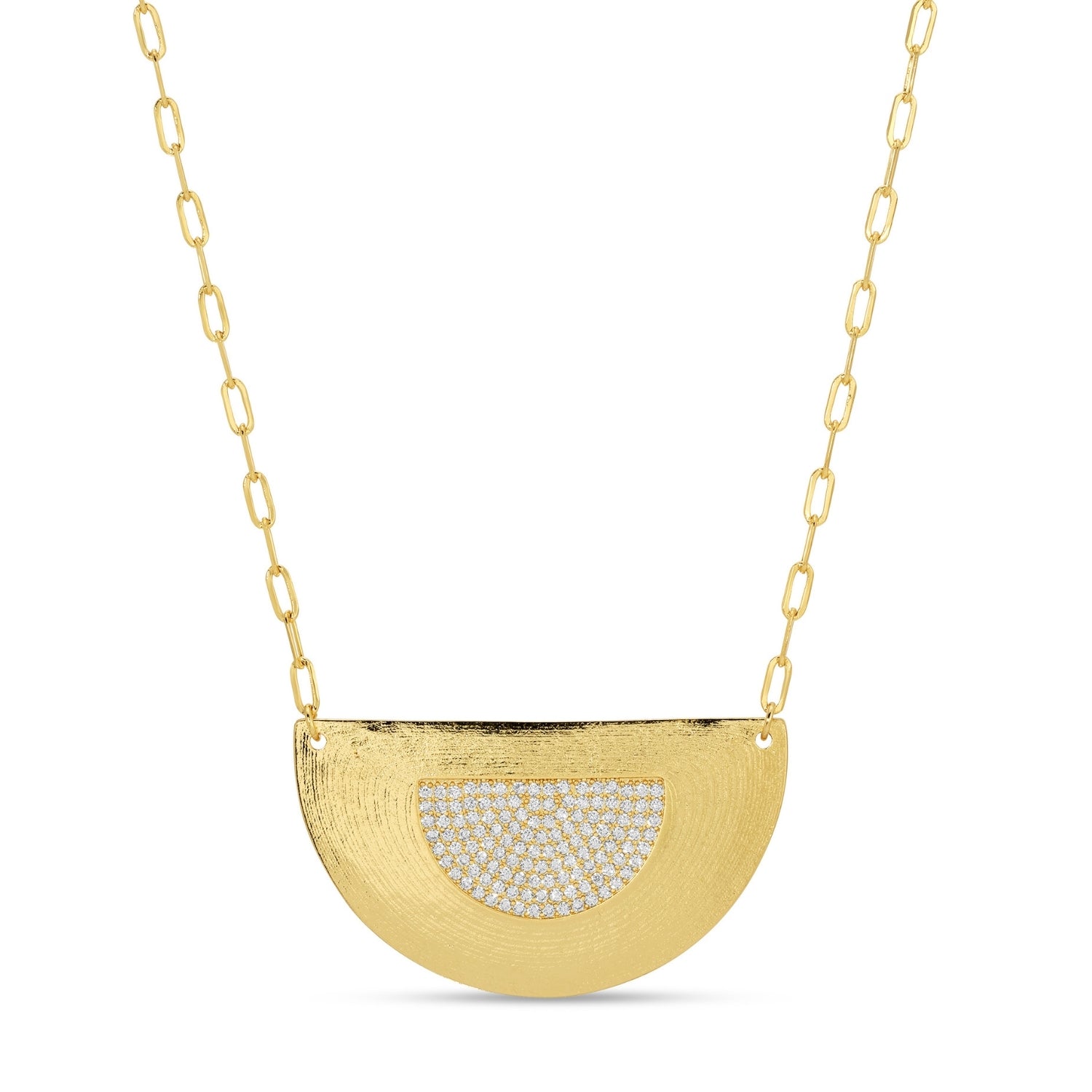Pave Accented Semi-Circle Statement Necklace - Splendid Iris