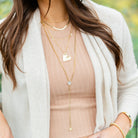 Pave Angled Heart Paperclip Chain Necklace - Splendid Iris