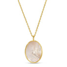 Paw Print Etched Shell Oval Pendant Necklace - Splendid Iris