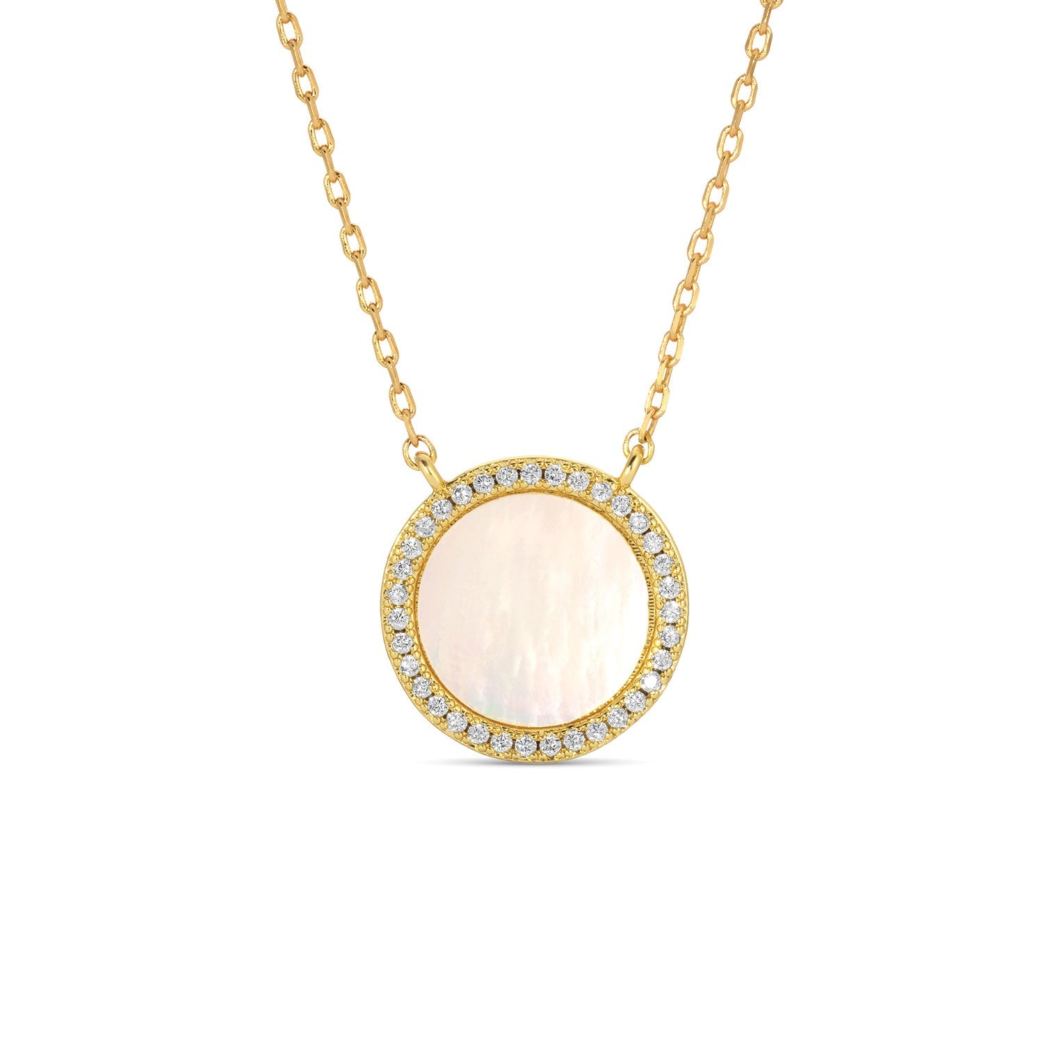 Round Pave Shell Necklace - Splendid Iris