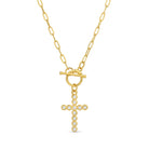 Sparkle Cross Toggle Necklace - Splendid Iris