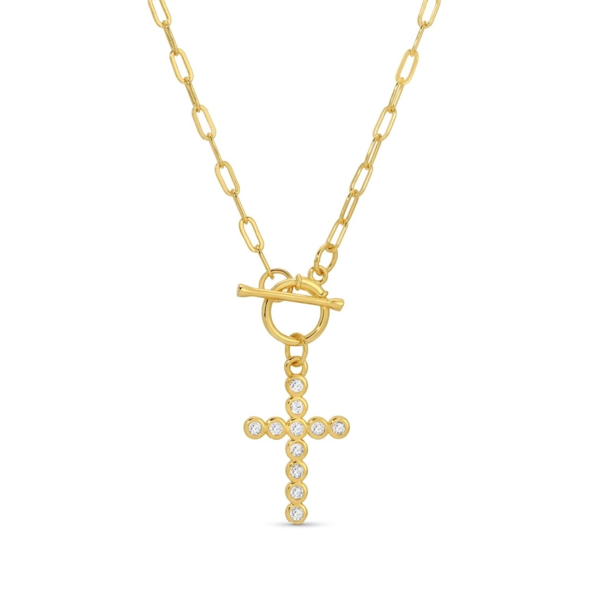 Sparkle Cross Toggle Necklace - Splendid Iris