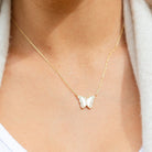 Sweet Shell Pave Butterfly Necklace - Splendid Iris