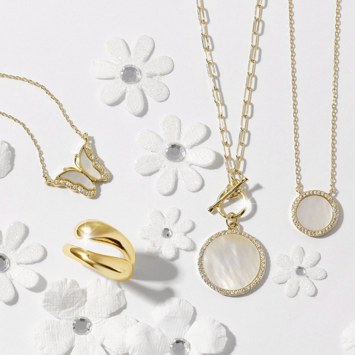 Sweet Shell Pave Butterfly Necklace - Splendid Iris
