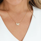 Sweet Shell Pave Butterfly Necklace - Splendid Iris