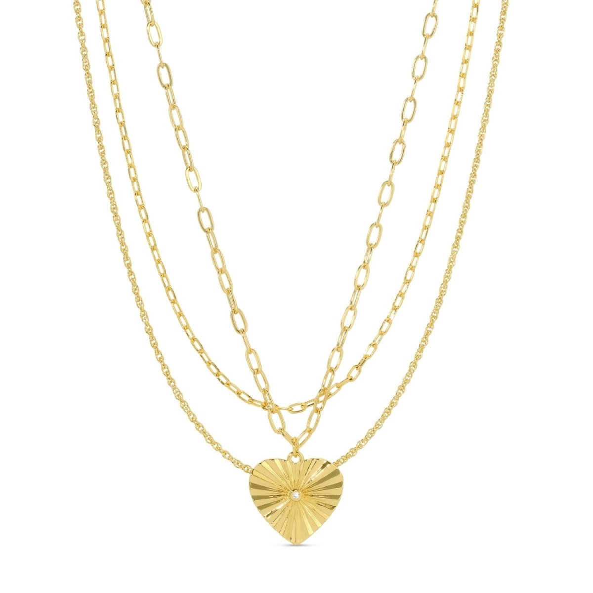 Triple Layer Heart Pendant Necklace - Splendid Iris