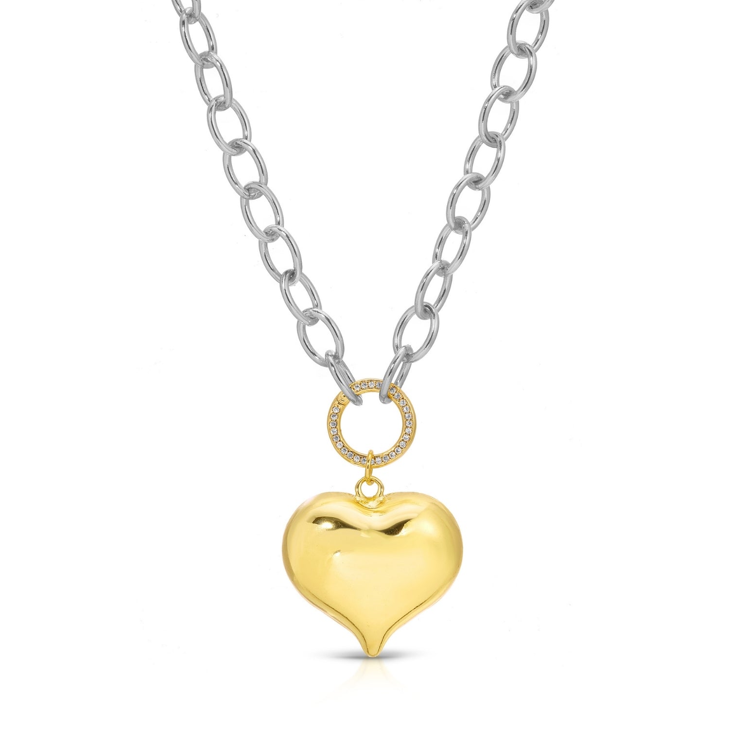 Two-Tone Bubble Heart Statement Necklace - Splendid Iris