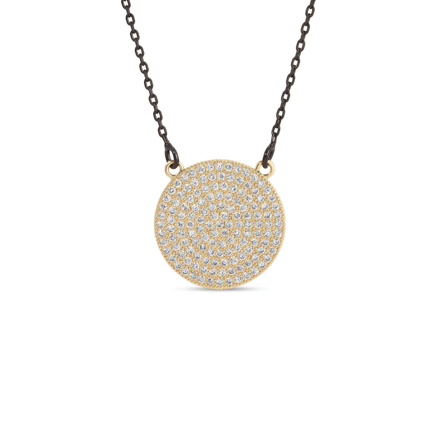 Two-tone Pave Circle Necklace - Splendid Iris