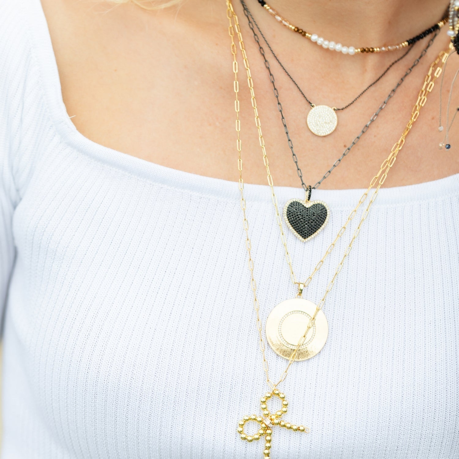 Two-tone Pave Circle Necklace - Splendid Iris