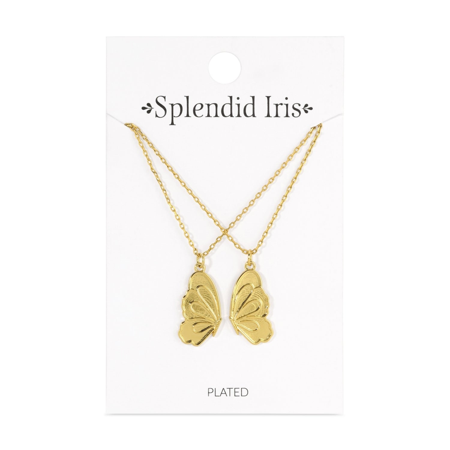 Be Connected - Pair of Butterfly Halves Friendship Necklaces - Splendid Iris