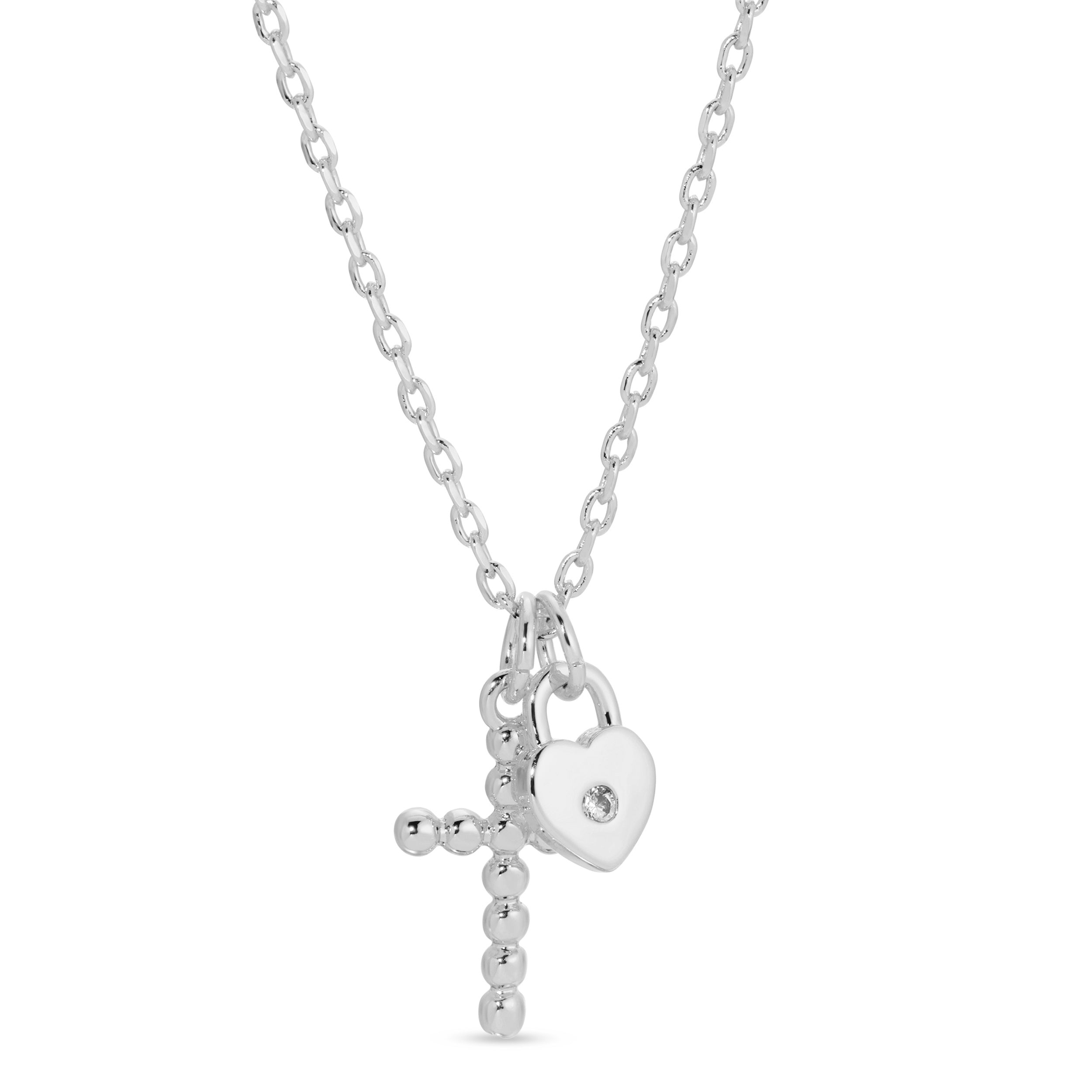 Cross and Heart Pendant Necklace - Splendid Iris