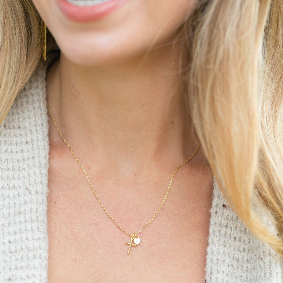 Cross and Heart Pendant Necklace - Splendid Iris