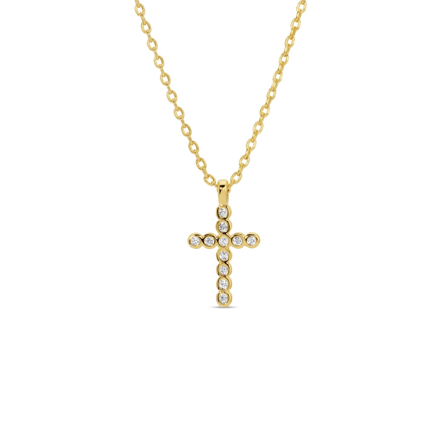 Delicate CZ Cross Pendant - Splendid Iris