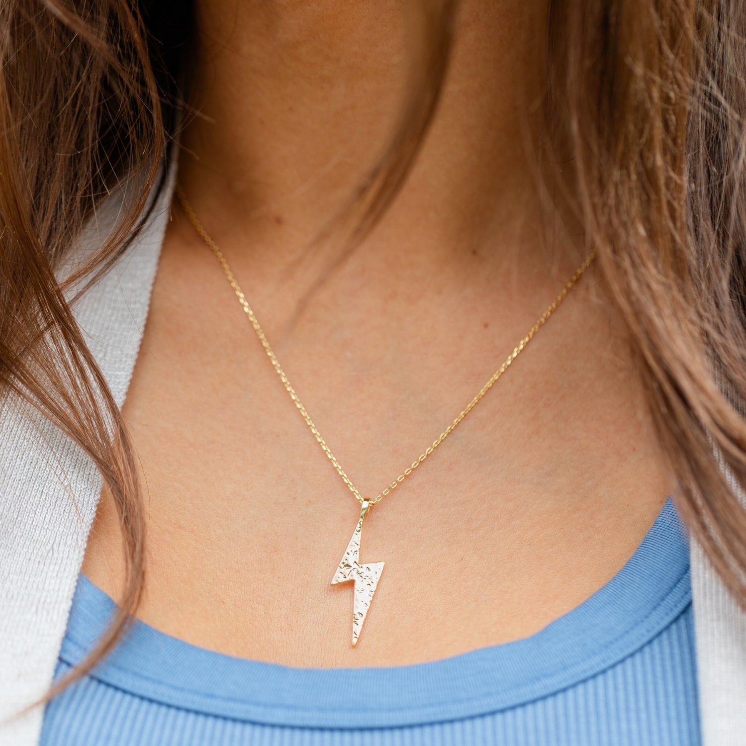 Gilded Lightning Strike Pendant Necklace - Splendid Iris