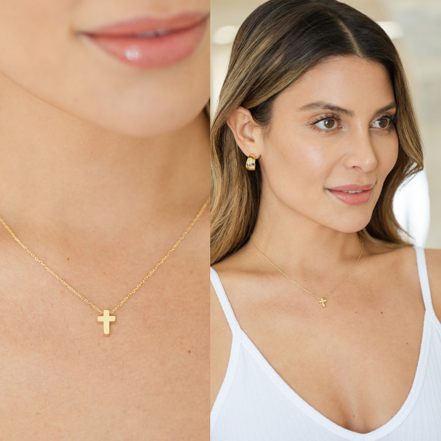 Small Simple Cross Necklace - Splendid Iris