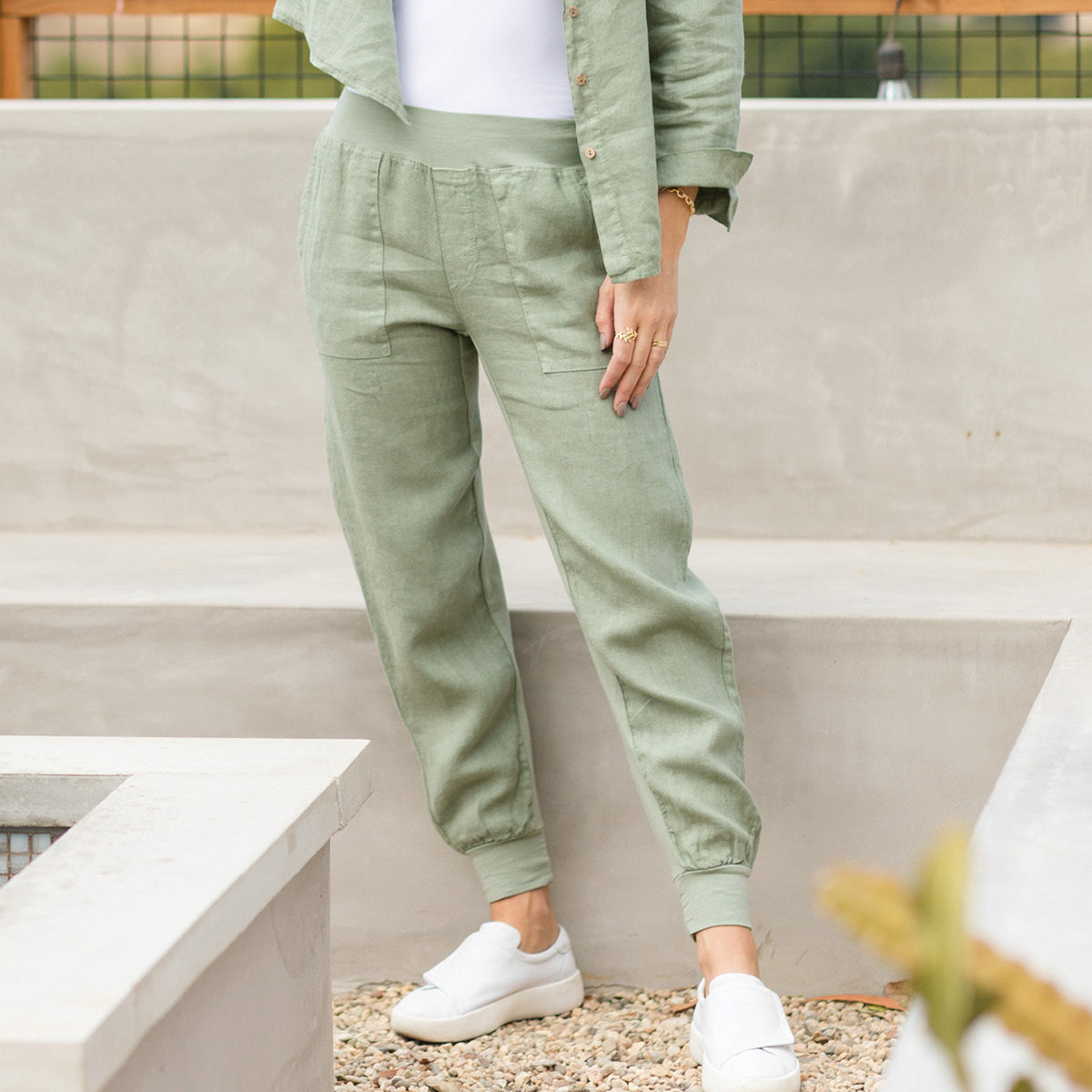 Linen Joggers - Splendid Iris