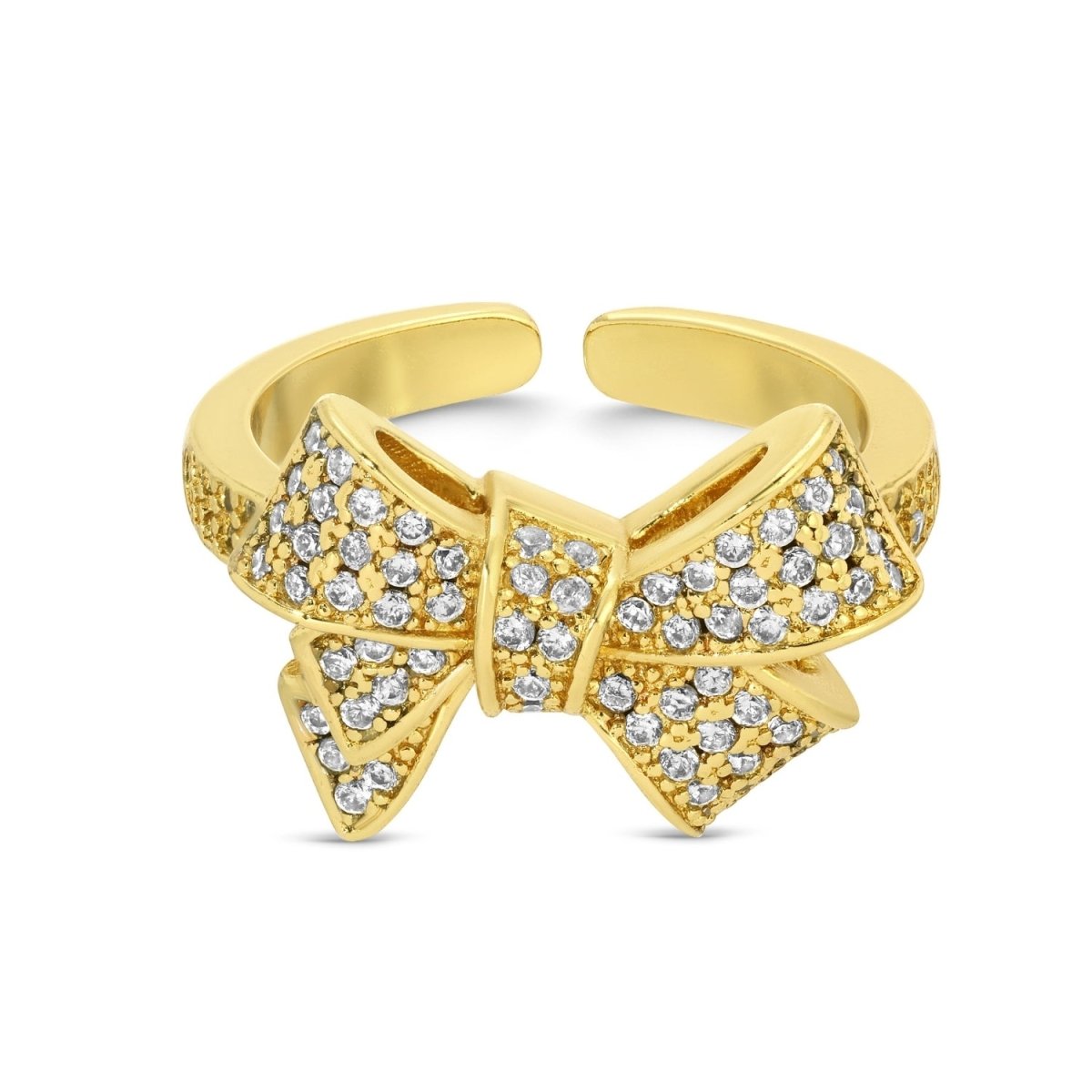 Large Adjustable Pave Bow Ring - Splendid Iris