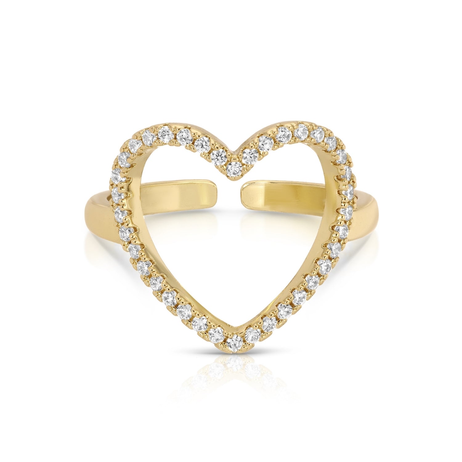 Pave Heart Adjustable Ring - Splendid Iris