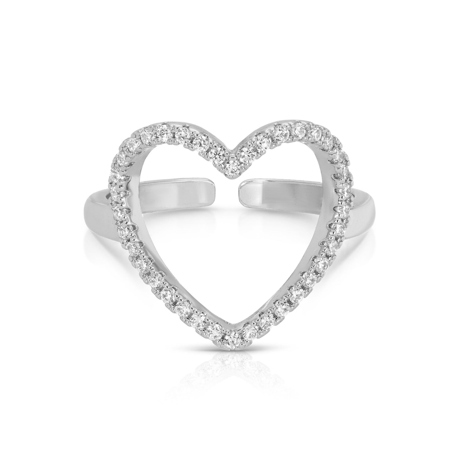 Pave Heart Adjustable Ring - Splendid Iris