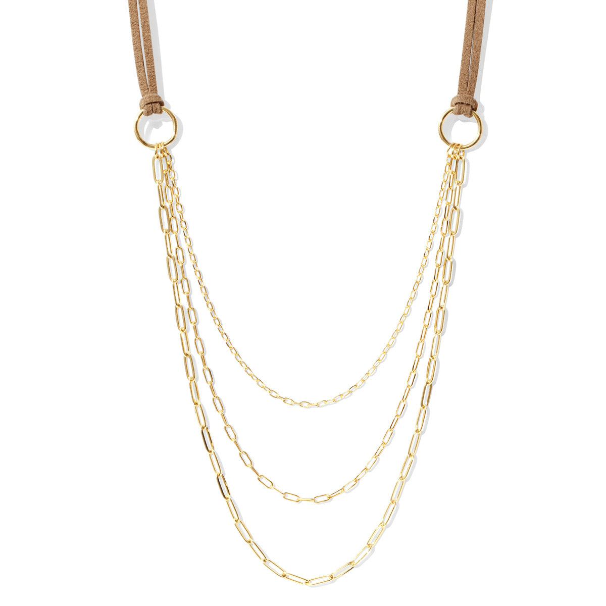 Triple Layer Suede Necklace - Graduating Link Chains - Splendid Iris