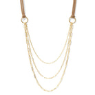 Triple Layer Suede Necklace - Graduating Link Chains - Splendid Iris