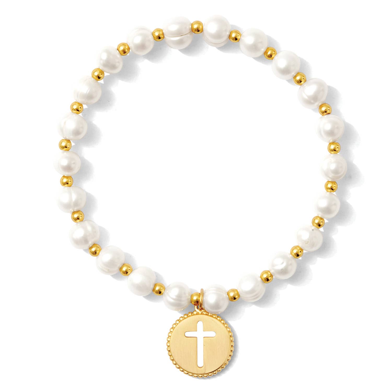 Pearl with Cross Bracelet – Splendid Iris