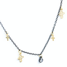 Delicate Cross 2-Tone Necklace - Splendid Iris